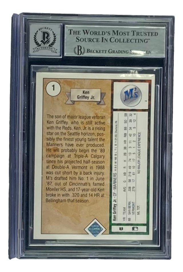 Ken Griffey Jr Signed Mariners 1989 Upper Deck #1 Rookie Card BAS Graded 10 - Sports Integrity