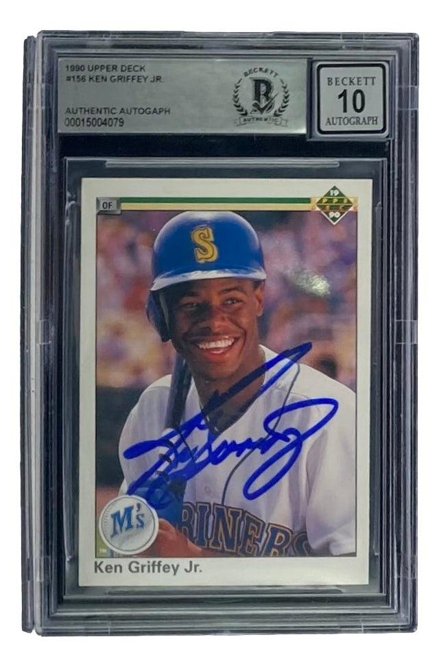 Ken Griffey Jr Signed Mariners 1990 Upper Deck #156 Rookie Card BAS Graded 10 - Sports Integrity