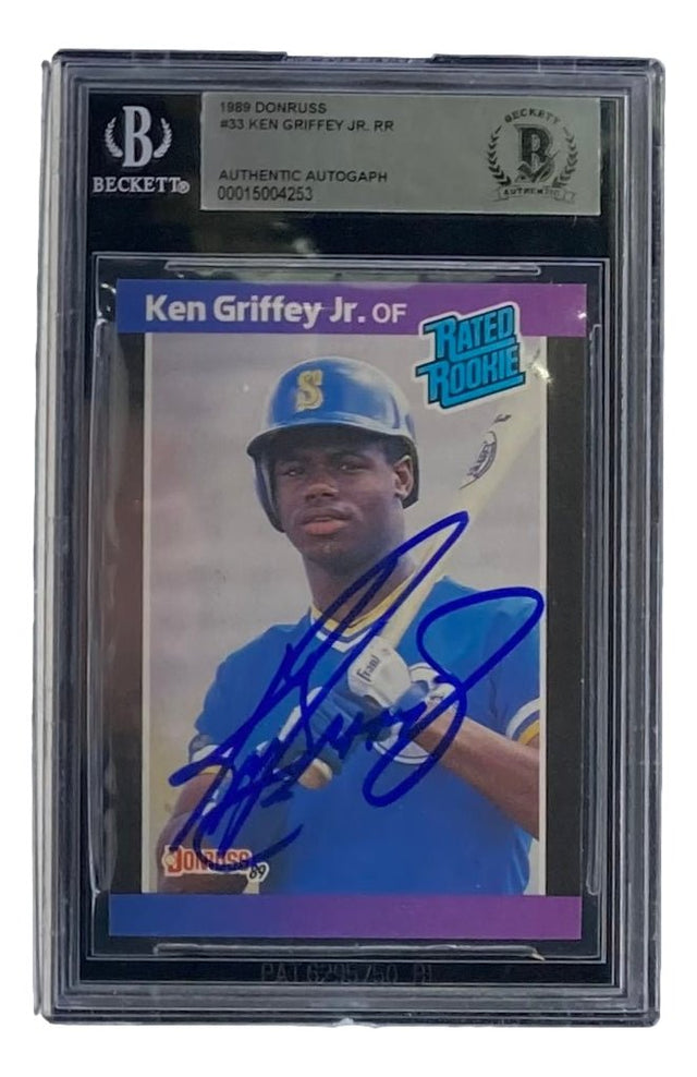 Ken Griffey Jr Signed Slabbed Seattle Mariners 1989 Donruss #33 Rookie Card BAS - Sports Integrity