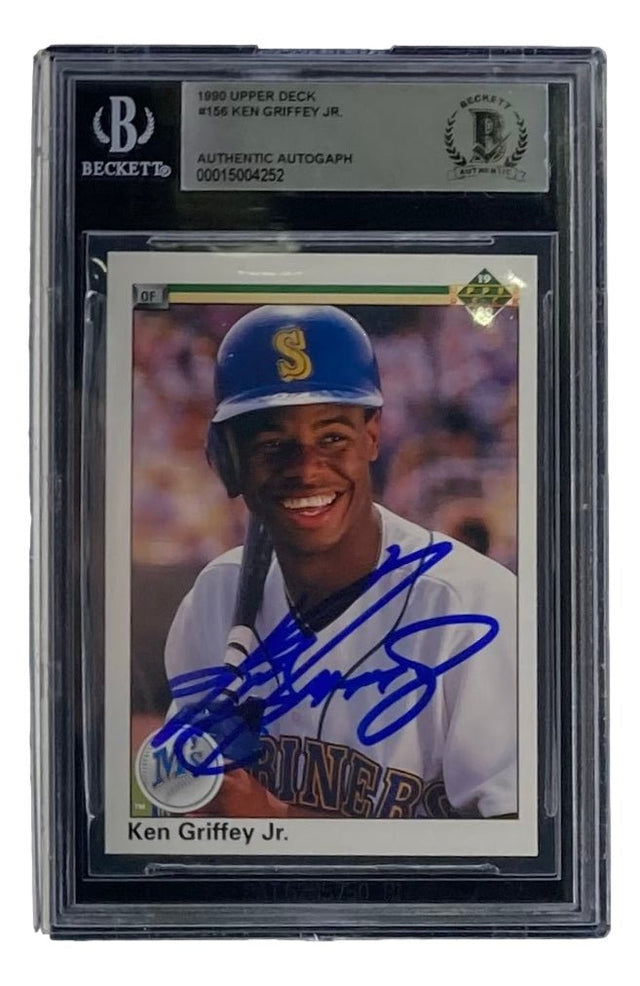 Ken Griffey Jr Signed Slabbed Mariners 1990 Upper Deck #156 Rookie Card BAS - Sports Integrity