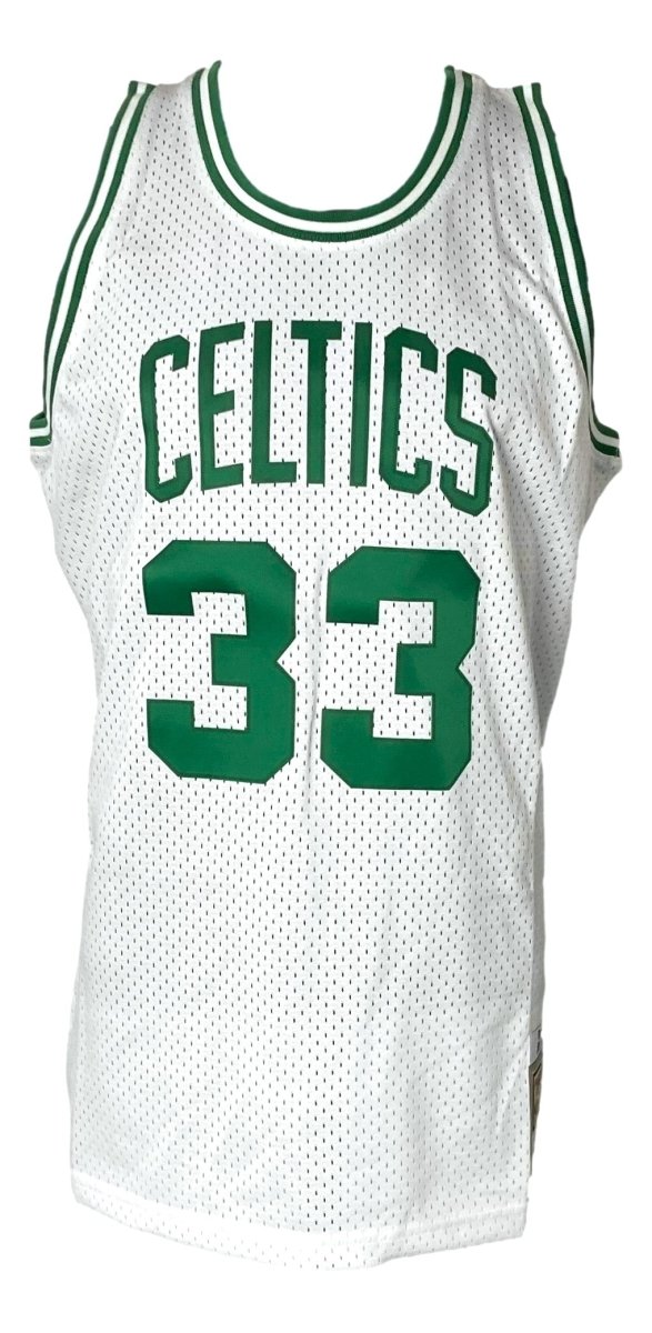 Larry Bird Signed Celtics White M&N Hardwood Classics Swingman Jersey PSA ITP - Sports Integrity