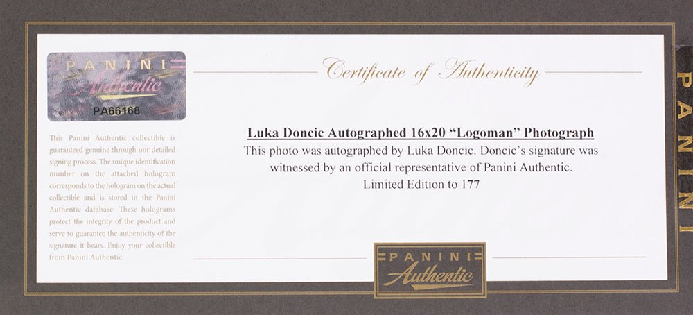 Luka Doncic Signed Framed 16x20 Dallas Mavericks Logoman Photo Panini - Sports Integrity