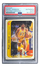 Magic Johnson Signed LA Lakers 1986 Fleer #7 Trading Card PSA/DNA - Sports Integrity