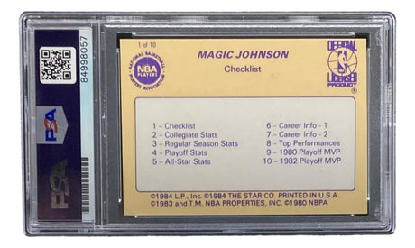 Magic Johnson Signed LA Lakers 1986 Star #1 Trading Card PSA/DNA - Sports Integrity