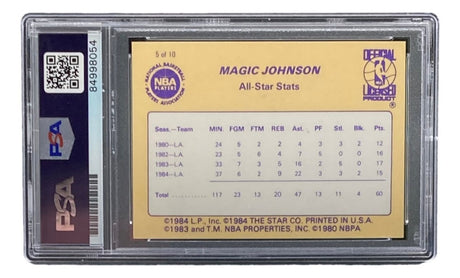 Magic Johnson Signed LA Lakers 1986 Star #5 Trading Card PSA/DNA Gem MT 10 - Sports Integrity