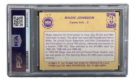 Magic Johnson Signed LA Lakers 1986 Star #7 Trading Card PSA/DNA Gem MT 10 - Sports Integrity