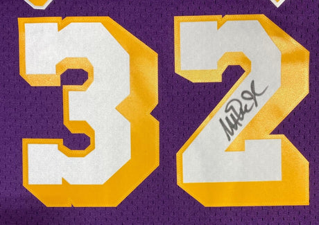 Magic Johnson Signed LA Lakers 1984 - 85 Purple M&N HWC Swingman Jersey BAS ITP - Sports Integrity