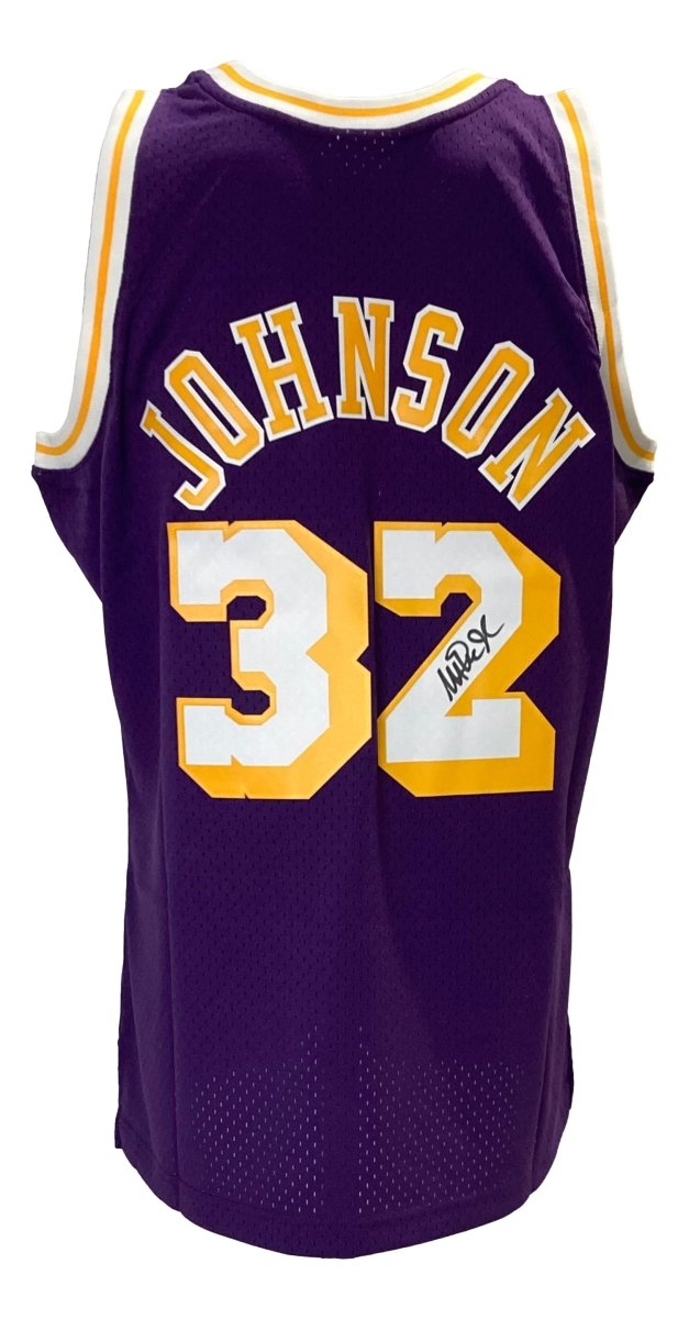 Magic Johnson Signed LA Lakers 1984 - 85 Purple M&N HWC Swingman Jersey BAS ITP - Sports Integrity