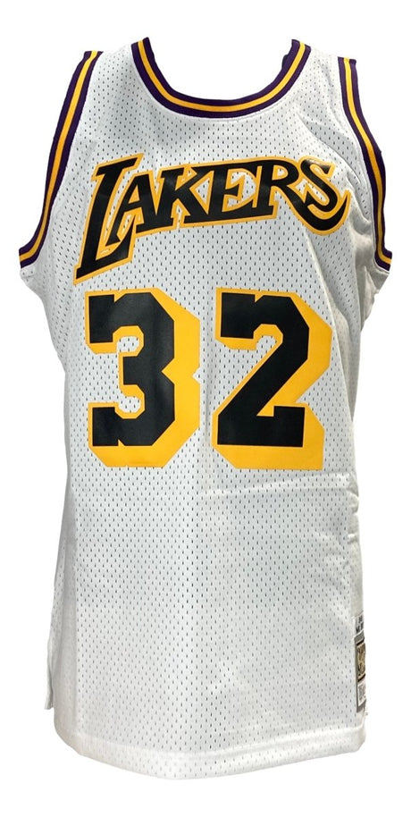 Magic Johnson Signed LA Lakers 1984 - 85 White M&N HWC Swingman Jersey BAS ITP - Sports Integrity