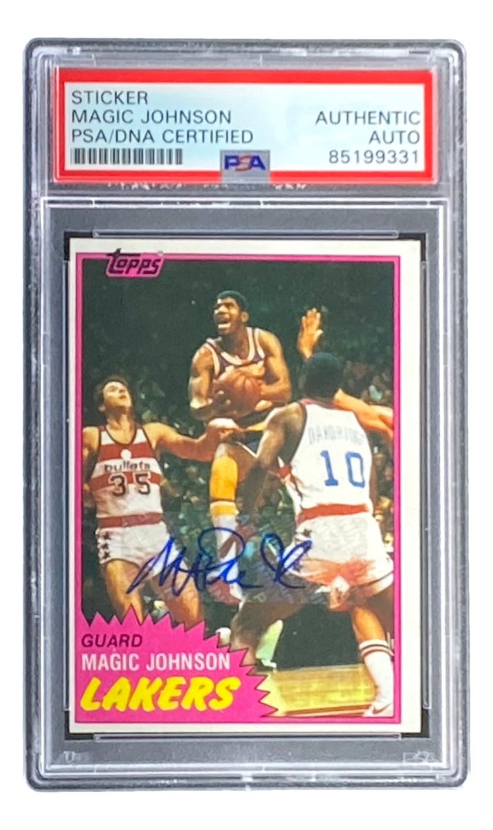 Magic Johnson Signed LA Lakers 1981 Topps #21 Rookie Trading Card PSA/DNA - Sports Integrity