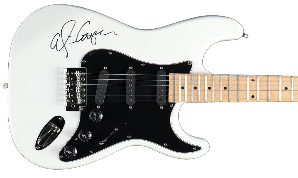 Alice Cooper Signed White and Black Electric Guitar (Beckett)