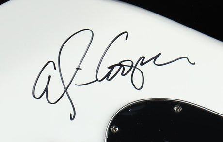 Alice Cooper Signed White and Black Electric Guitar (Beckett)