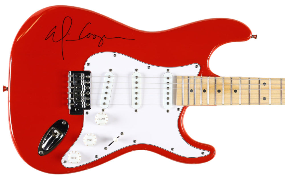 Alice Cooper Signed Fiesta Red and White Full-Size Electric Guitar (Beckett)