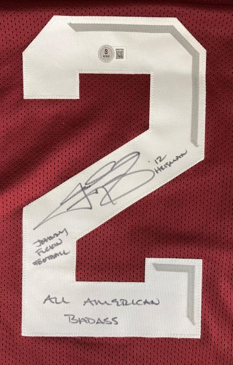 Johnny Manziel Texas A&M Signed College Football Jersey w/ 3 Insc BAS ITP - Sports Integrity