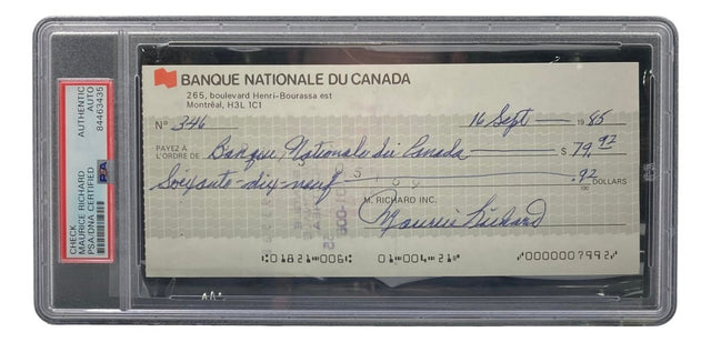 Maurice Richard Signed Montreal Canadiens Bank Check #346 PSA/DNA - Sports Integrity