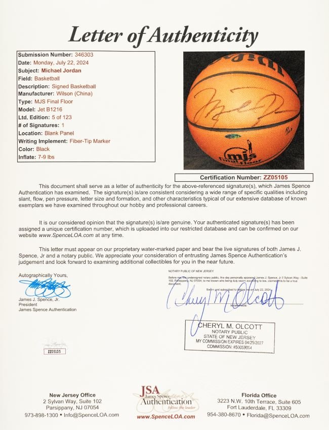 Michael Jordan Chicago Bulls Signed Wilson Jet NBA Basketball JSA ZZ05105 - Sports Integrity