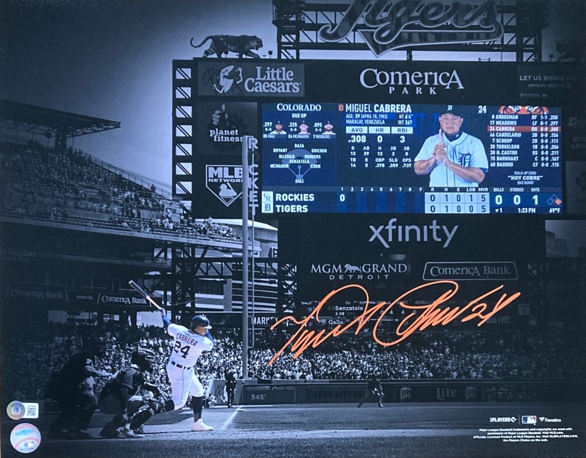 Miguel Cabrera Signed 16x20 Detroit Tigers Scoreboard Photo BAS - Sports Integrity