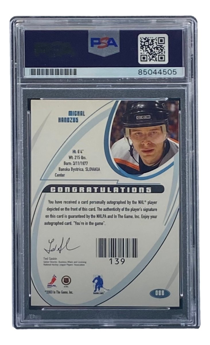 Michal Handzus Signed 2003 In The Game #88 Flyers Hockey Card PSA/DNA - Sports Integrity