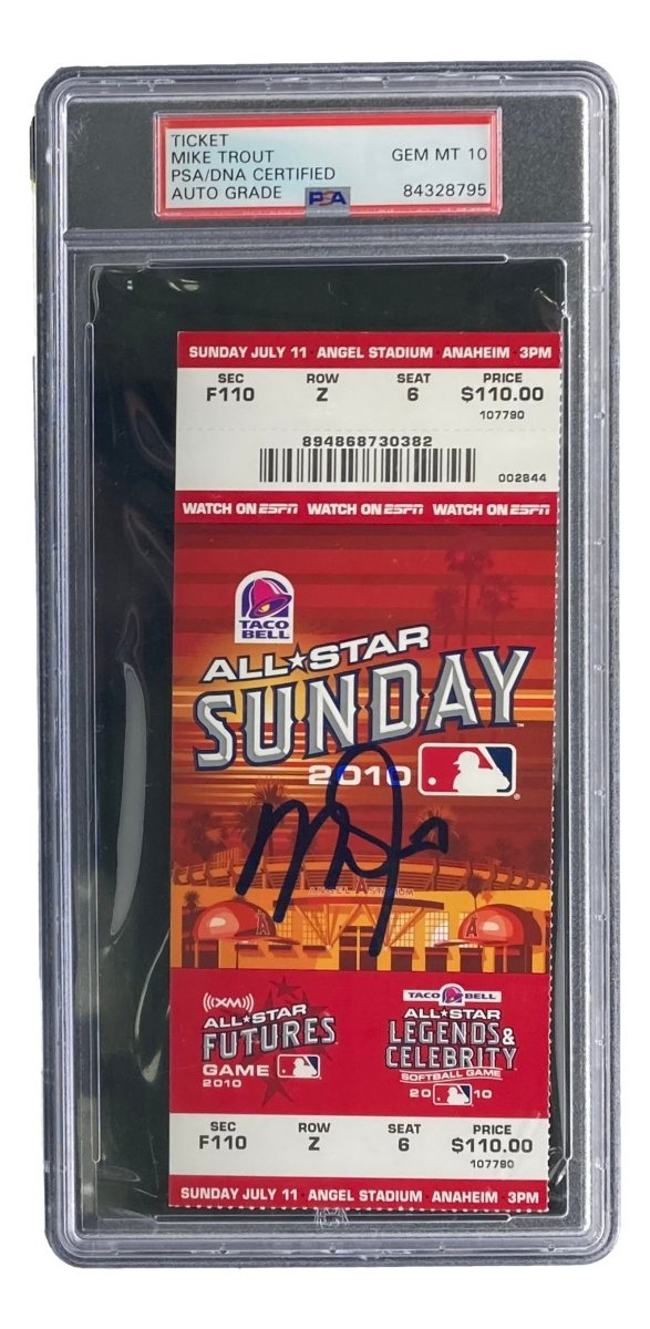 Mike Trout Los Angeles Angels Signed 2010 Futures Game Ticket PSA/DNA Gem MT 10 - Sports Integrity