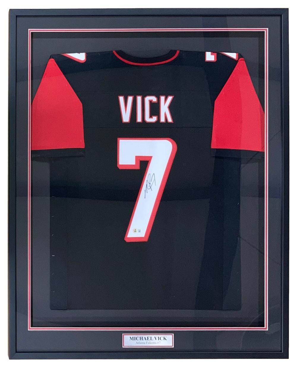 Michael Vick Atlanta Signed Framed Black Football Jersey BAS ITP