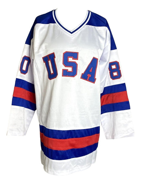 1980 USA Miracle On Ice (15) Team Signed Custom White Hockey Jersey JSA ITP - Sports Integrity