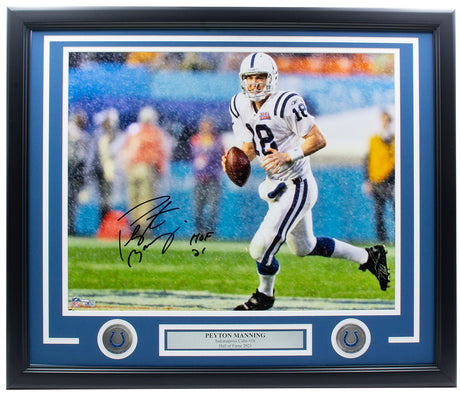 Peyton Manning Indianapolis Colts Signed Framed 16x20 Photo HOF 21 Fanatics - Sports Integrity