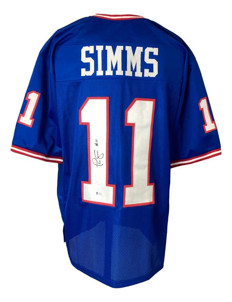 Phil Simms New York Signed Blue Football Jersey BAS ITP - Sports Integrity