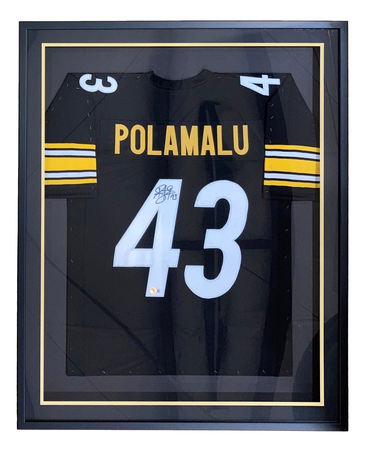 Troy Polamalu Pittsburgh Signed Framed Custom Black Football Jersey BAS ITP