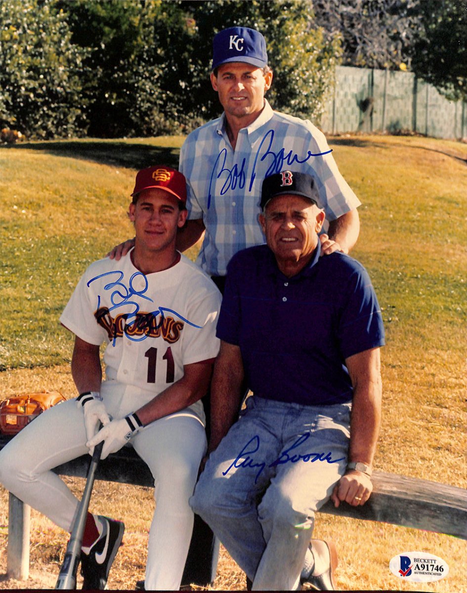 Ray Boone Bob Boone Bret Boone Signed 8x10 Baseball Photo BAS LOA A91746 - Sports Integrity