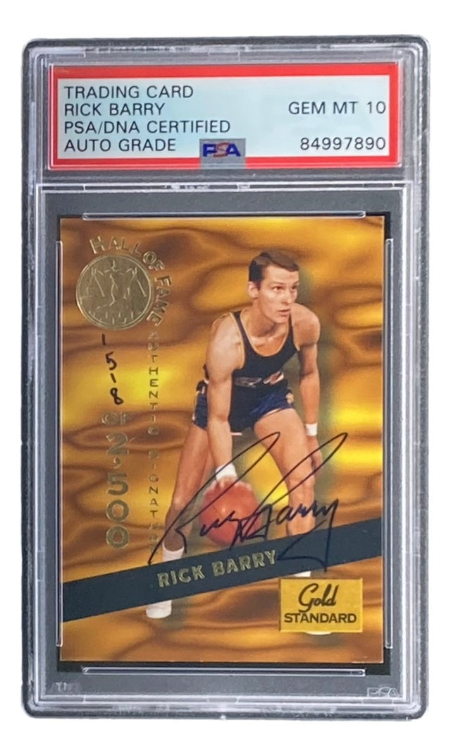 Rick Barry Signed 1994 Signature Rookies #HOF2 Trading Card PSA/DNA Gem MT 10 - Sports Integrity