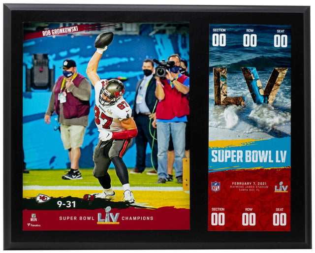 Rob Gronkowski 12x15 Tampa Bay Buccaneers Plaque w/ Replica Super Bowl Ticket - Sports Integrity