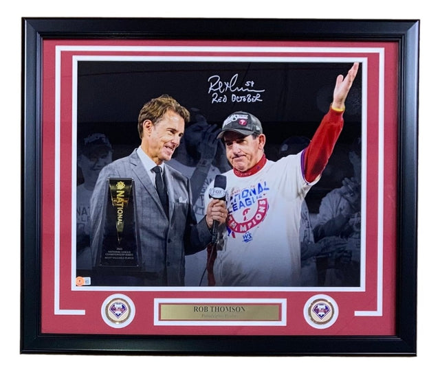 Rob Thomson Signed Framed 16x20 Philadelphia Phillies Photo Red October BAS - Sports Integrity