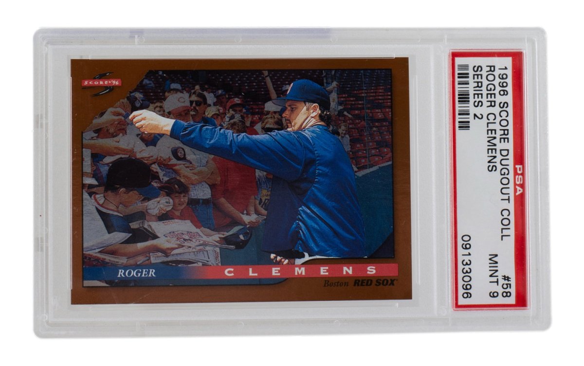 Roger Clemens 1996 Score Dugout #58 Boston Red Sox Baseball Card PSA Mint 9 - Sports Integrity