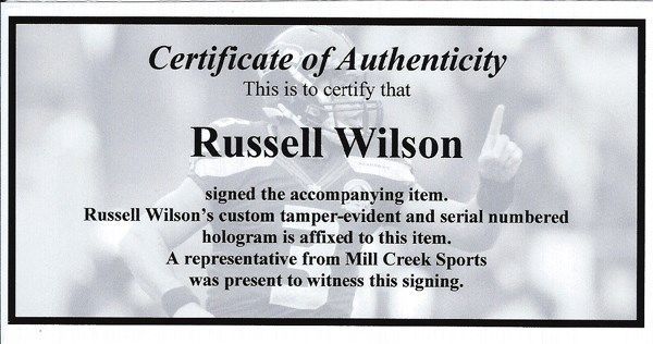 Russell Wilson Autographed Framed 12th Man Flag Seattle Seahawks RW Holo SKU #235659