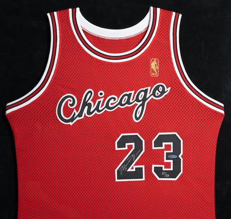 MICHAEL JORDAN Autographed Bulls Original Champion Rookie Jersey UDA LE 21/50