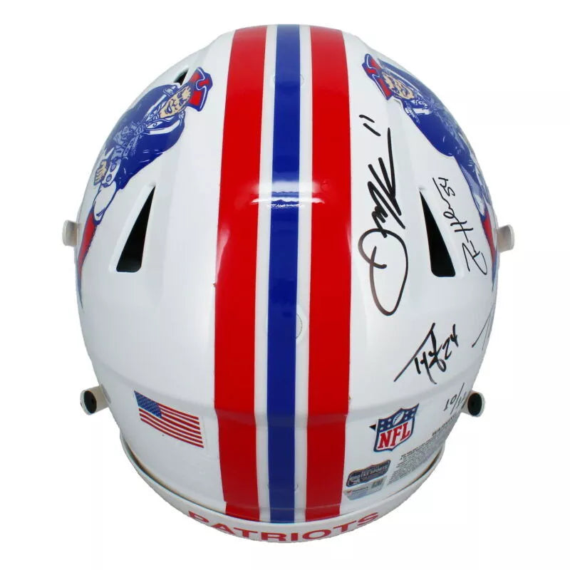 New England Patriots Legends (Brady, Gronkowski, Edelman + Five More) Multi-Autographed (black Ink) New England Patriots 1982-89 Throwback Speedflex Authentic Helmet Fanatics/Radtke LE 10/12