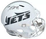 Davante Adams Autographed New York Jets 2024 Salute to Service Speed Full Size Helmet Beckett Witnessed