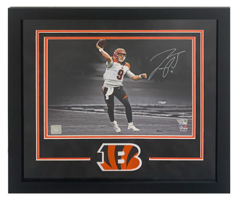 Joe Burrow Autographed Cincinnati Bengals Custom Framed Throwing 11" x 14" Photograph Fanatics