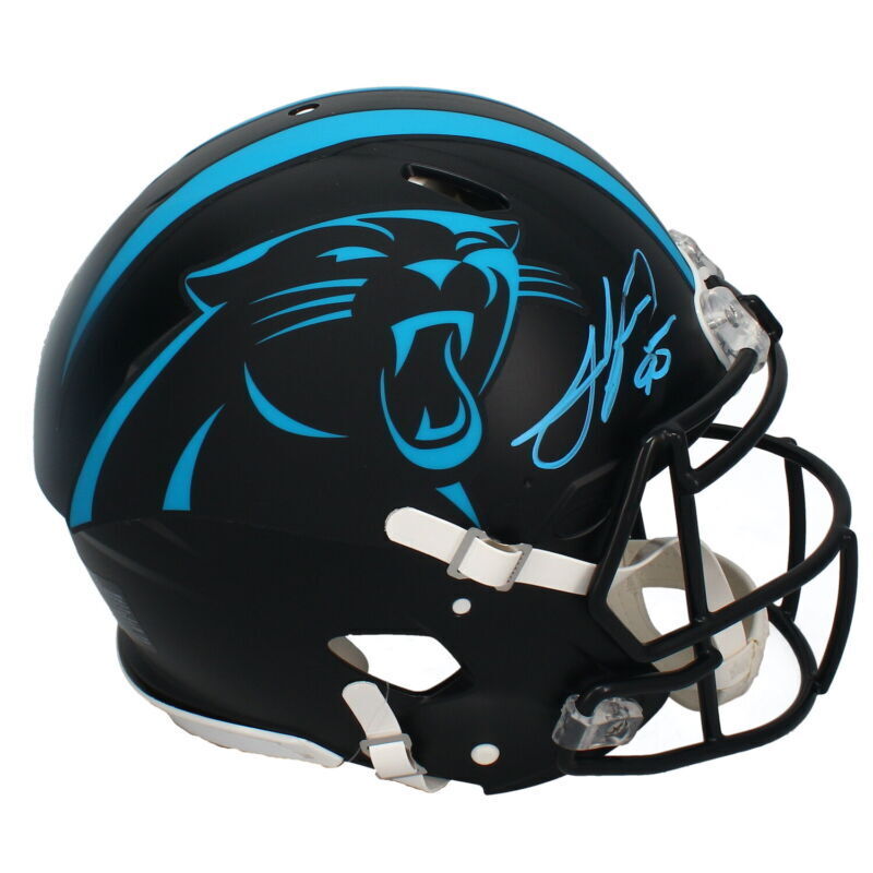 Julius Peppers Autographed Carolina Panthers Black 2023 Alternate Speed Authentic Helmet Beckett Witnessed