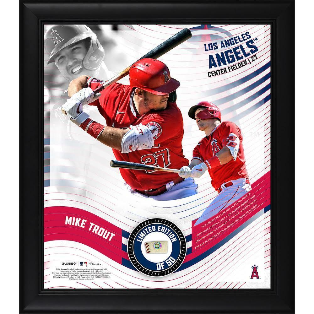 Mike Trout Los Angeles Angels Framed 15" x 17" Game Used Baseball Display LE 50