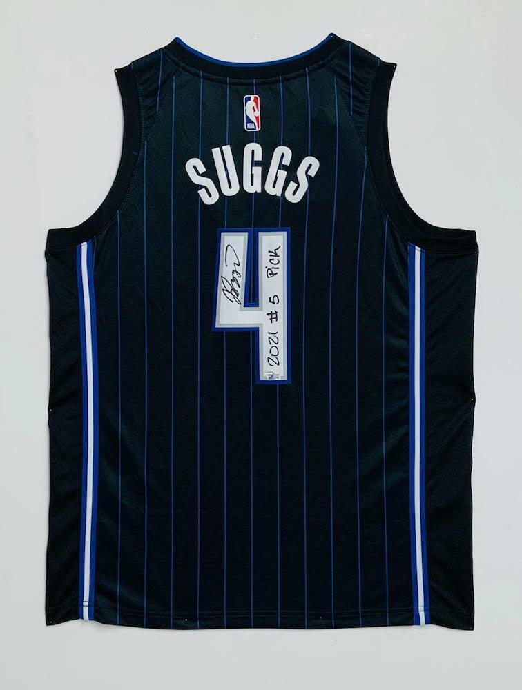 JALEN SUGGS Autographed/Inscribed "2021 #5 Pick" Orlando Magic Nike Black Swingman Jersey FANATICS