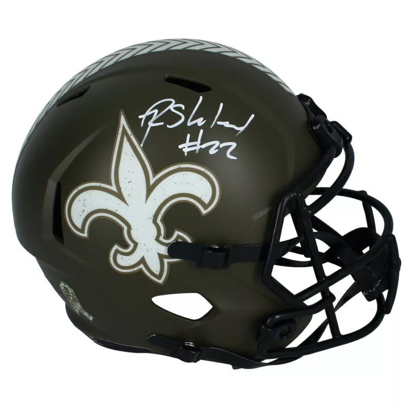 Rashid Shaheed Autographed (In White) New Orleans Saints 2022 Salute to Service Speed Full Size Helmet Beckett Witnessed