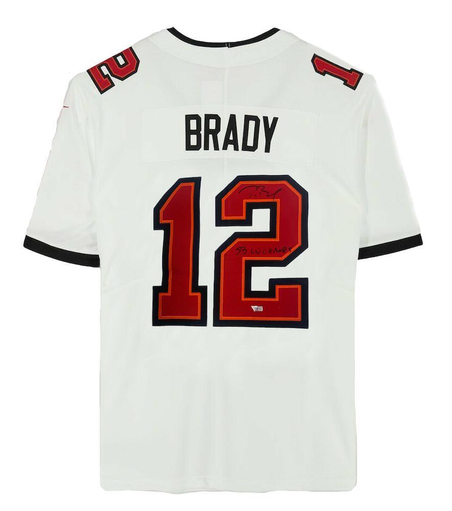 Tom Brady Autographed/Inscribed "SB LV CHAMPS" Tampa Bay Buccaneers White Nike Limited Jersey Fanatics