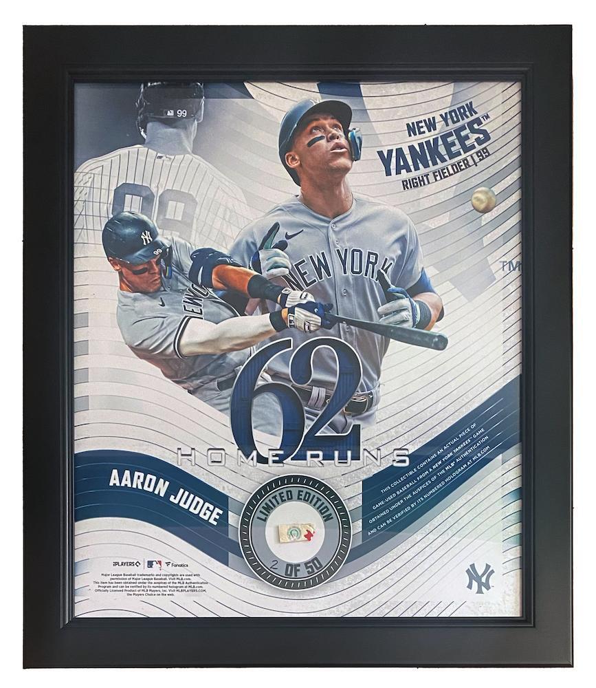 Aaron Judge New York Yankees Framed American League Home Run Record 62 15" x 17" Game Used Baseball Display LE 50