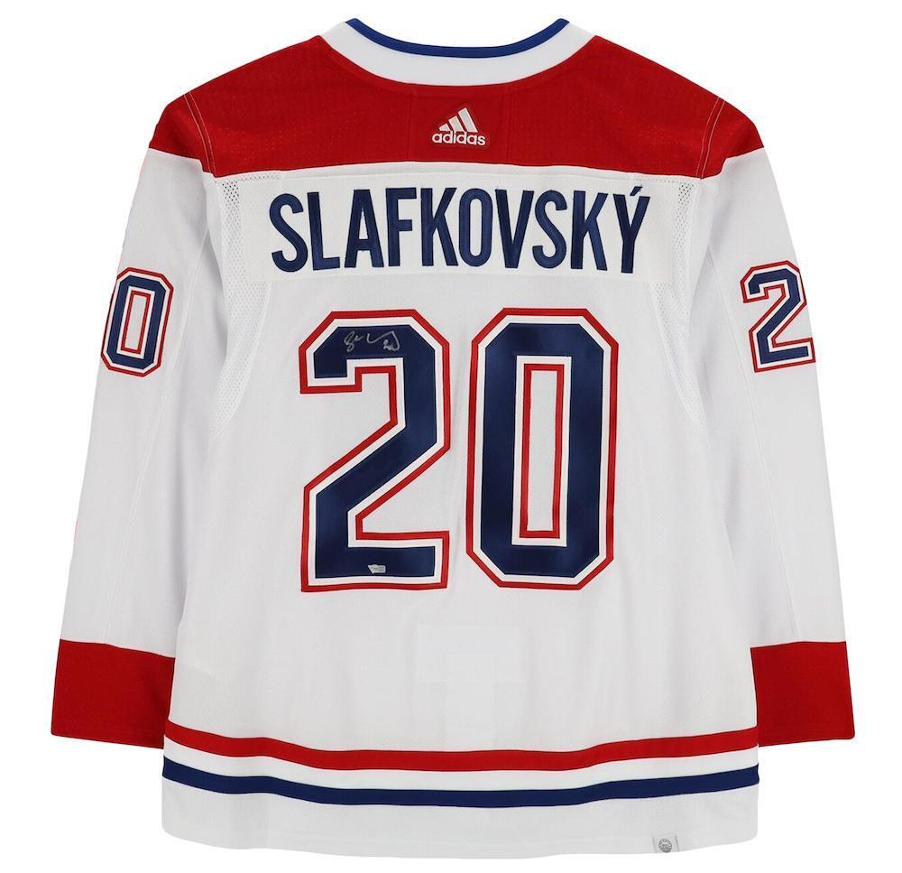 JURAJ SLAFKOVSKY Autographed Montreal Canadiens White Adidas Jersey FANATICS