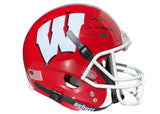 GRAHAM MERTZ Autographed/Inscribed "On Wisconsin" Wisconsin Badgers Red Schutt Full Size Helmet PANINI LE 105