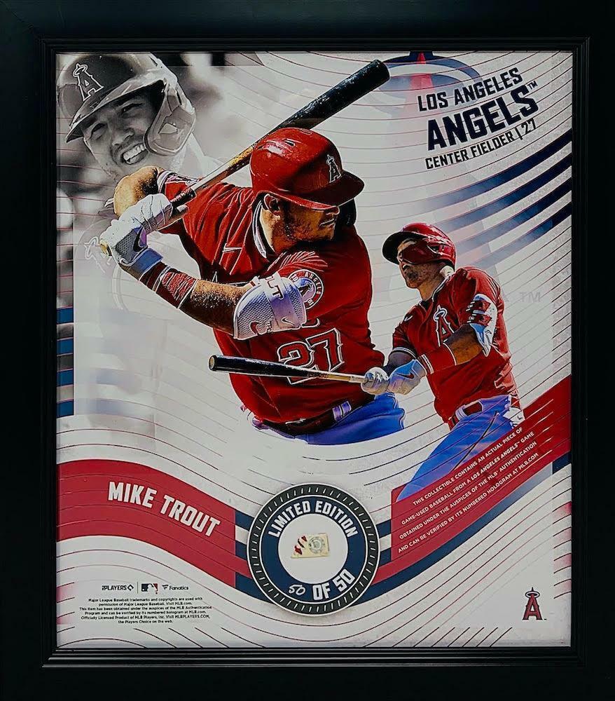 MIKE TROUT Angels Framed 15" x 17" Game Used Baseball Display LE 50/50