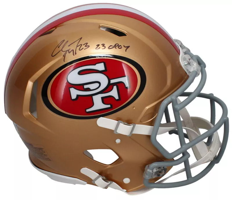 Christian McCaffrey Autographed/Inscribed "23 OPOY" San Francisco 49ers Speed Authentic Helmet Fanatics