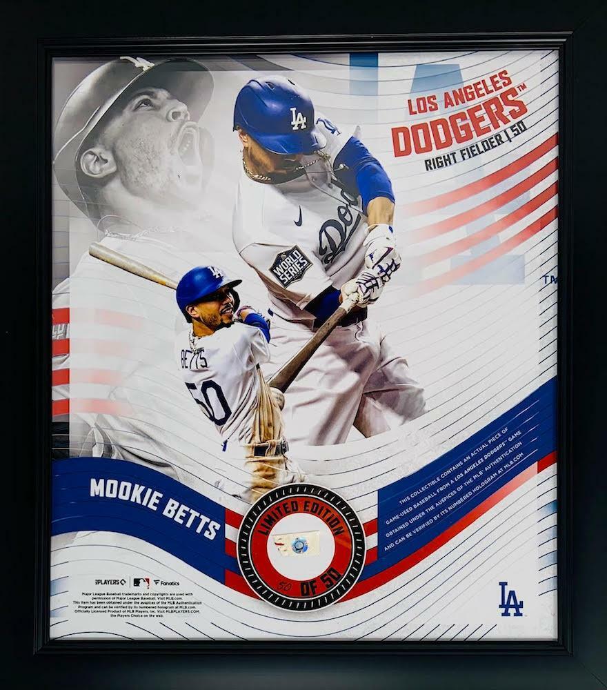 MOOKIE BETTS Dodgers Framed 15" x 17" Game Used Baseball Display LE 50/50