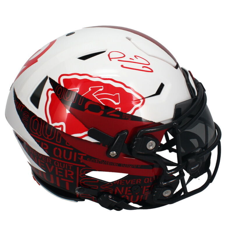 Patrick Mahomes Autographed Kansas City Chiefs/Texas Tech Red Raiders "Mash-up" Custom Hand-Painted Speedflex Authentic Helmet Becket Witnessed